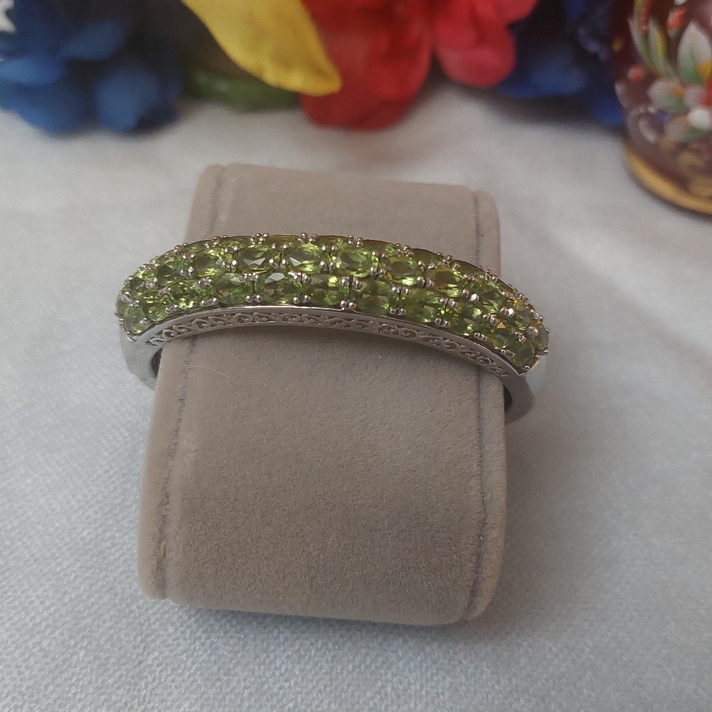 Pave Peridot Sterling Silver Cuff Bracelet